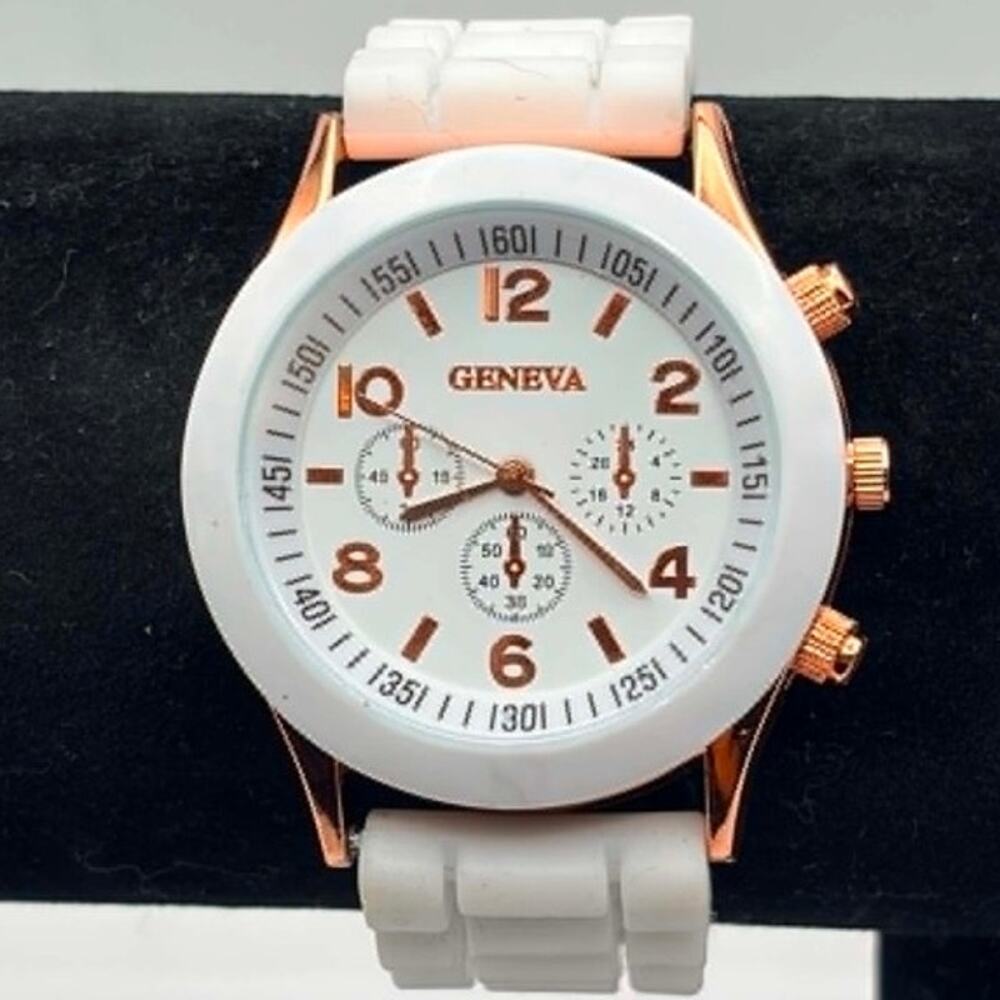 White & Rose Gold Geneva Men's Watch